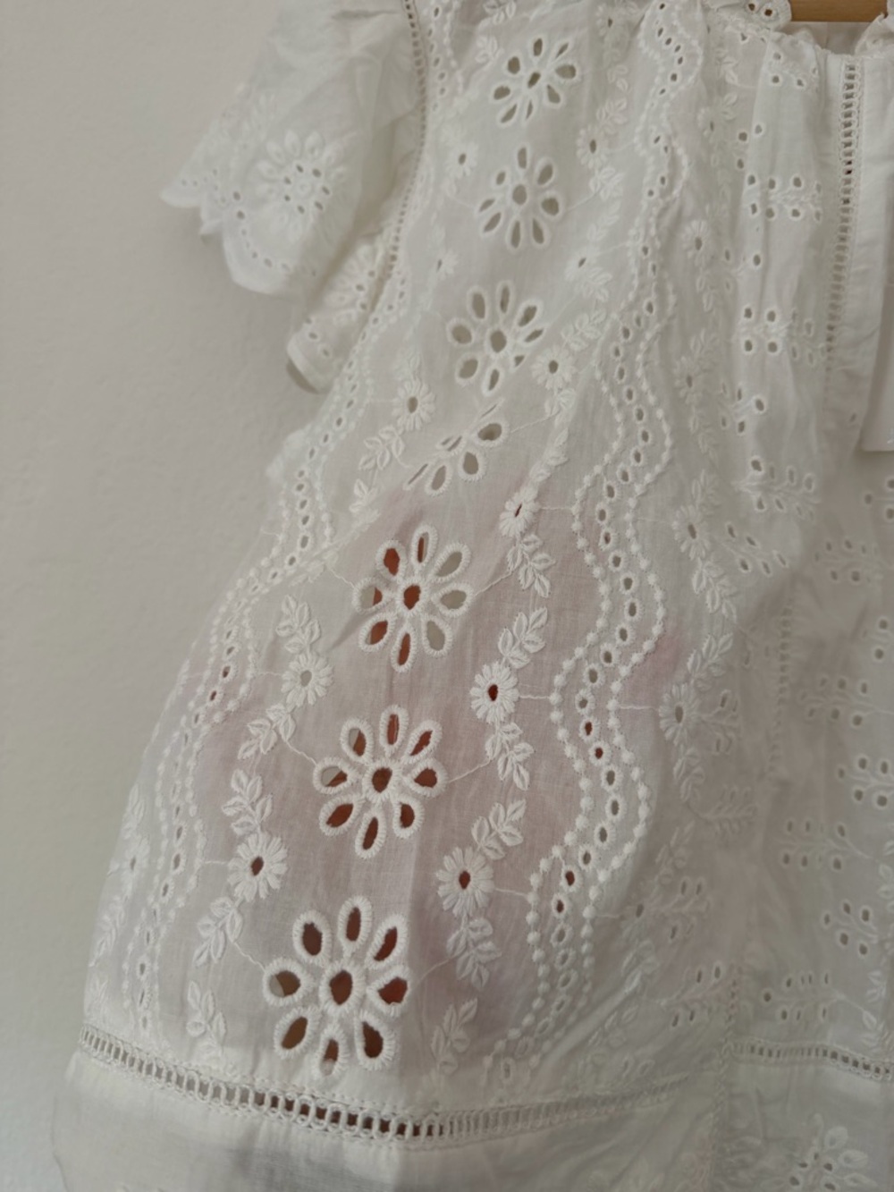 Jennifer & Grace Eyelet Cottagecore Cotton Blouse Top Size XL White Minimalist - Picture 3 of 10